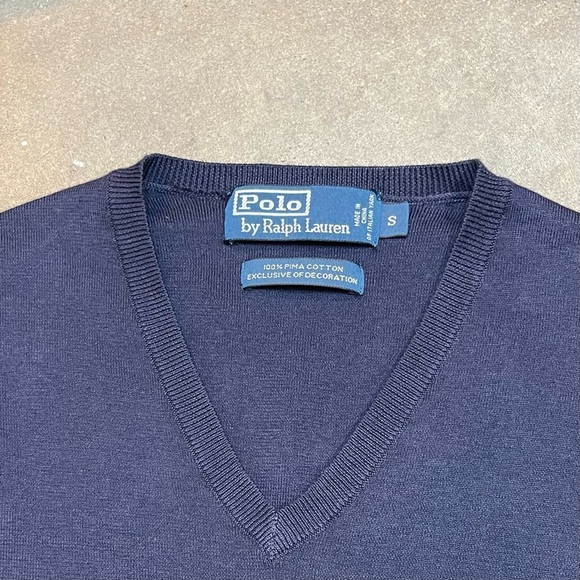 Vintage Polo Ralph Lauren Cotton V Neck Pullover Sweater - Picture 4 of 8